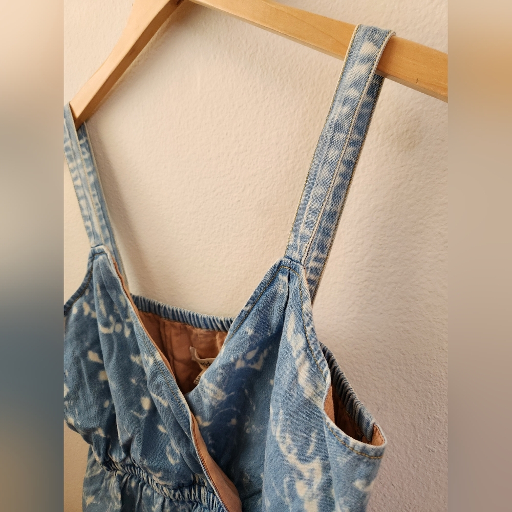 Anthropologie Porridge Blue Tie-Dye Denim Tank Top Women's Faux Wrap Medium NWT - Picture 7 of 11